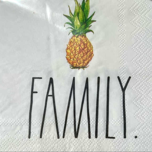 Rae Dunn New Napkins FAMILY 40 Pack Pineapple Aloha Luncheon Welcome Ivory Black - Picture 5 of 15